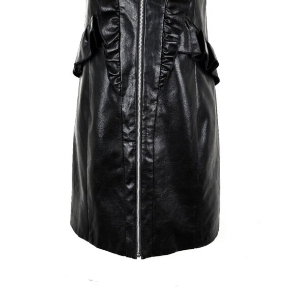 Majorelle Womens Kylie Strapless Black Faux Leather Zip Front Mini Dress Size L - Picture 3 of 8
